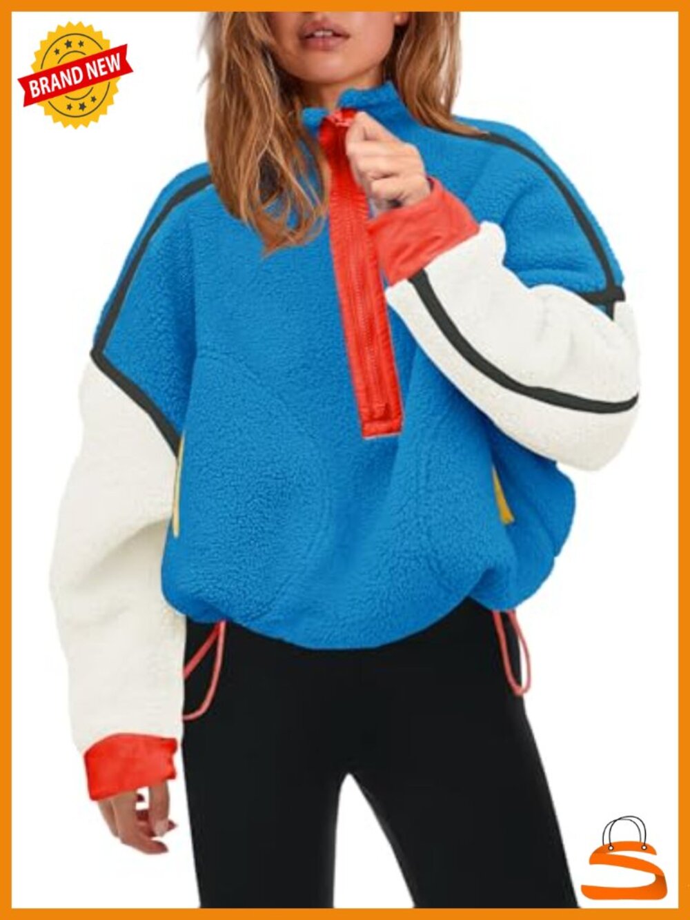 Womens Half Zip Fleece Pullover Sherpa Jacket Teddy Zip Pockets